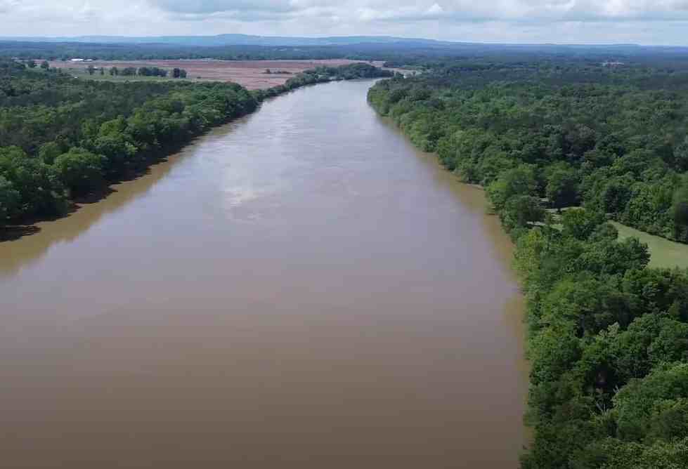Looking  north on the Coosa River.  Property on the right