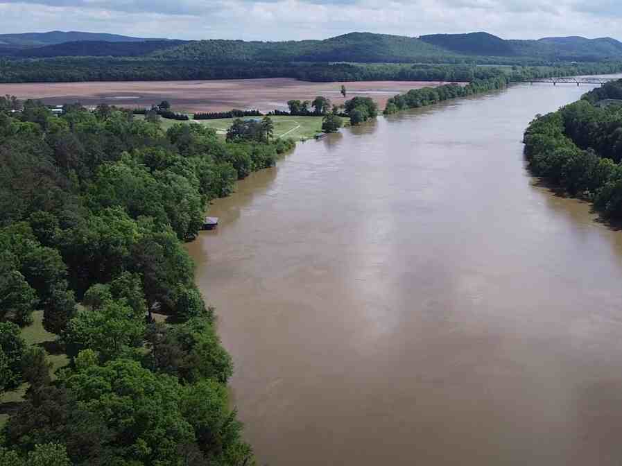 Looking south on the Coosa River.  Property on the left.
