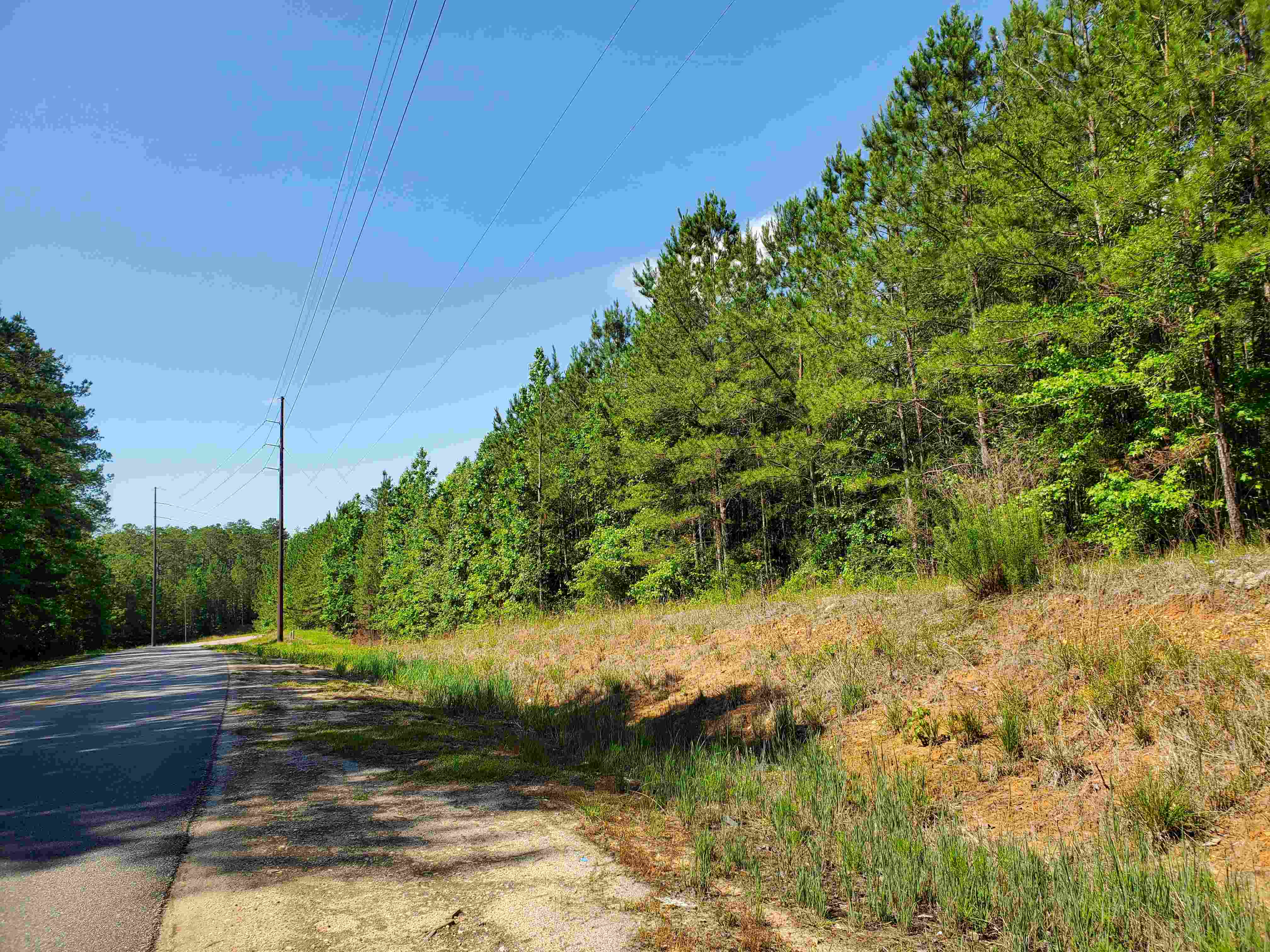 The property has about 1,600 of frontage on Co Rd 0159 (on the north end)